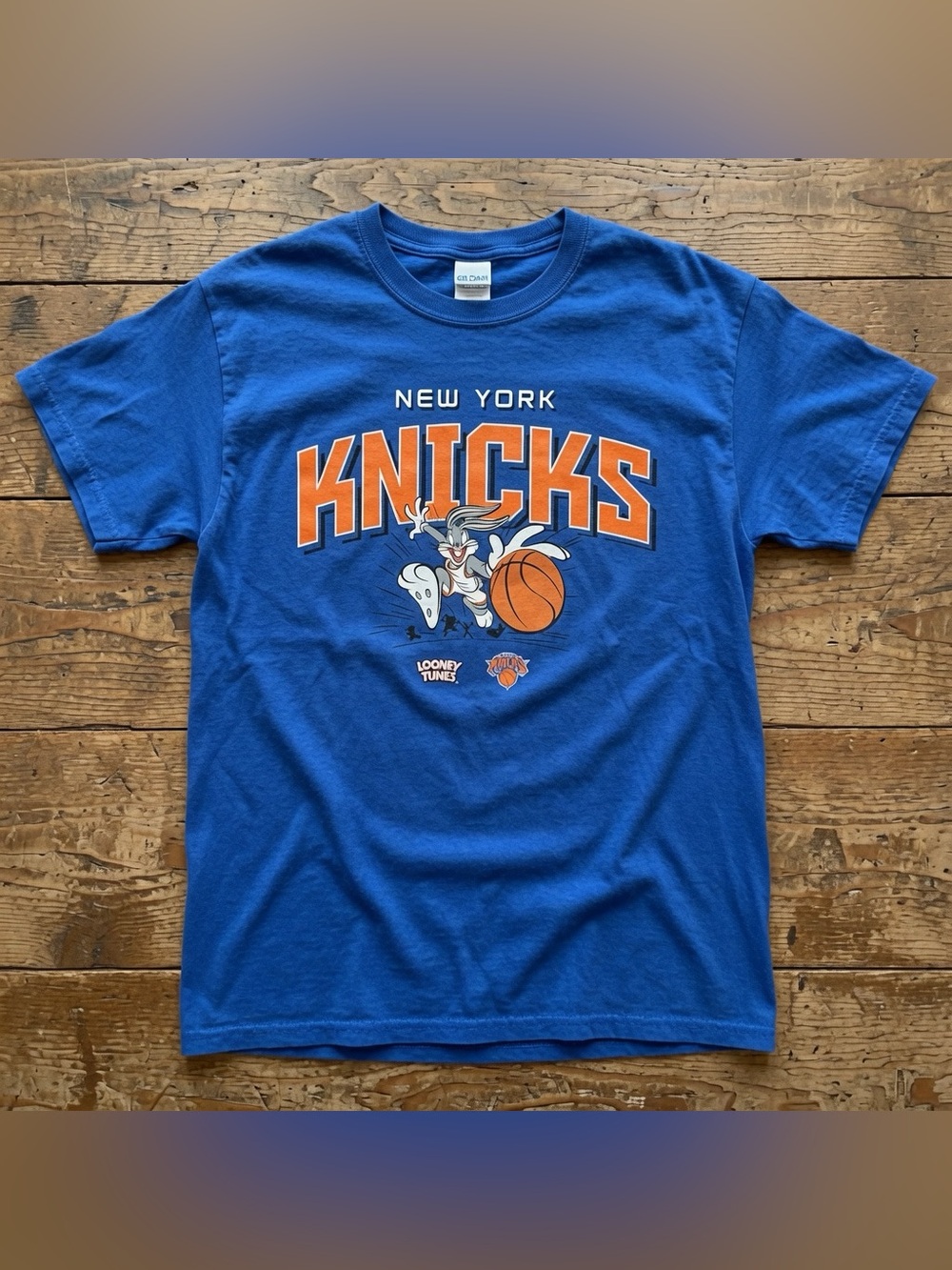 New York Knicks Blue Short Sleeve Tee with Bugs Bunny Graphic